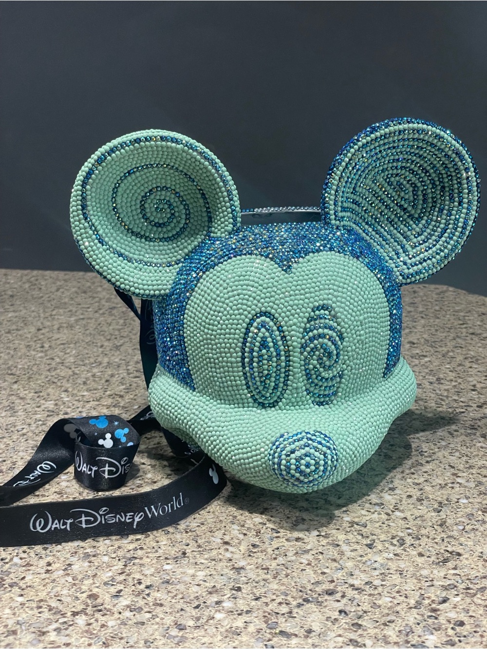 *one of a kind* hand bedazzled Disney Mickey popcorn bucket with strap